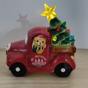 Rare Mr. Christmas 5.5" Old Pickup Truck W Tree & Teddy Bear Light Up Ornament